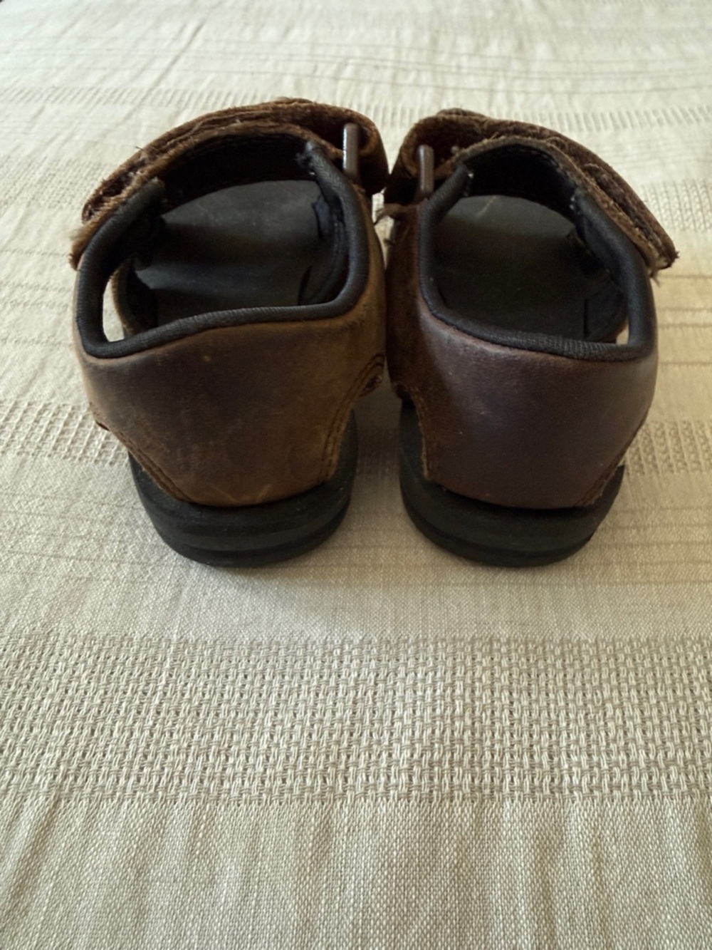 Stride Rite Brown Leather Toddler Sandal with Double Velcro Straps - Picture 5 of 8